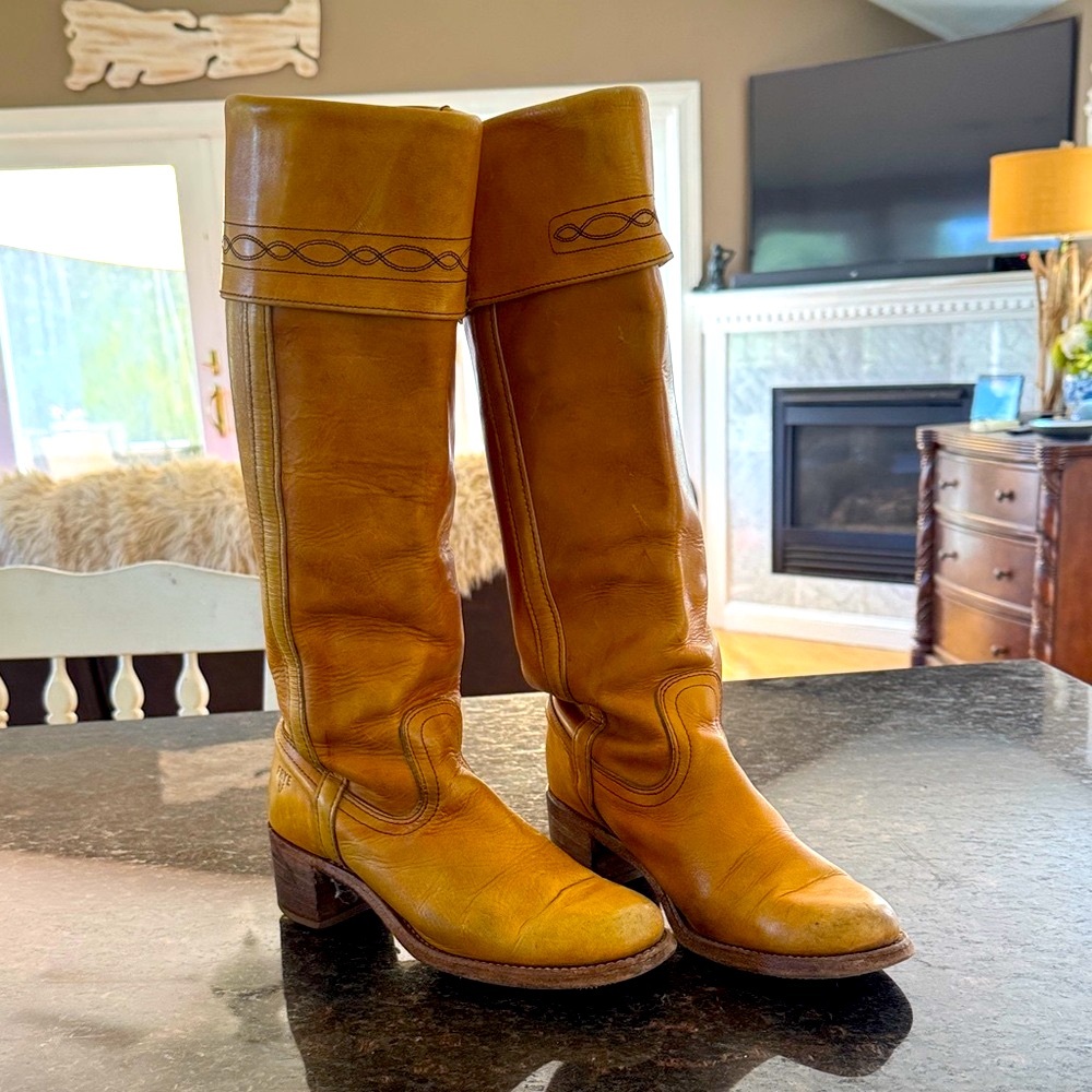 Frye Tan Leather Knee-High Boots